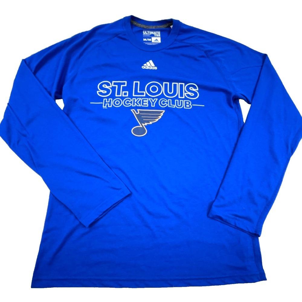 St Louis Blues Shirt Men Medium Blue White Long Sleeve Tee Y2K NHL Hockey Club *